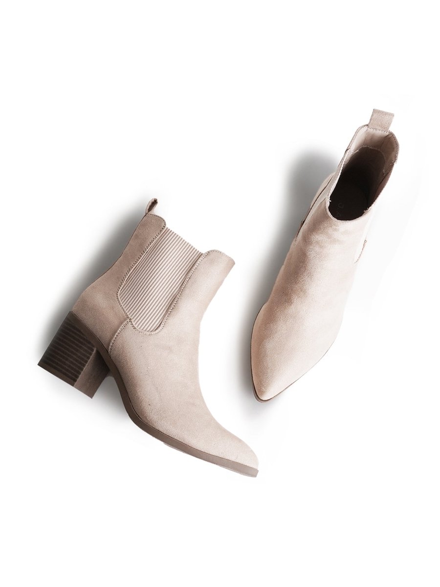 Andi | Beige Suede Boots by J.Adams – Don't Panic Shoes