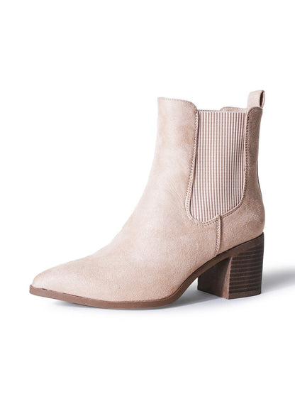 Andi | Beige Suede Boots by J.Adams – Don't Panic Shoes