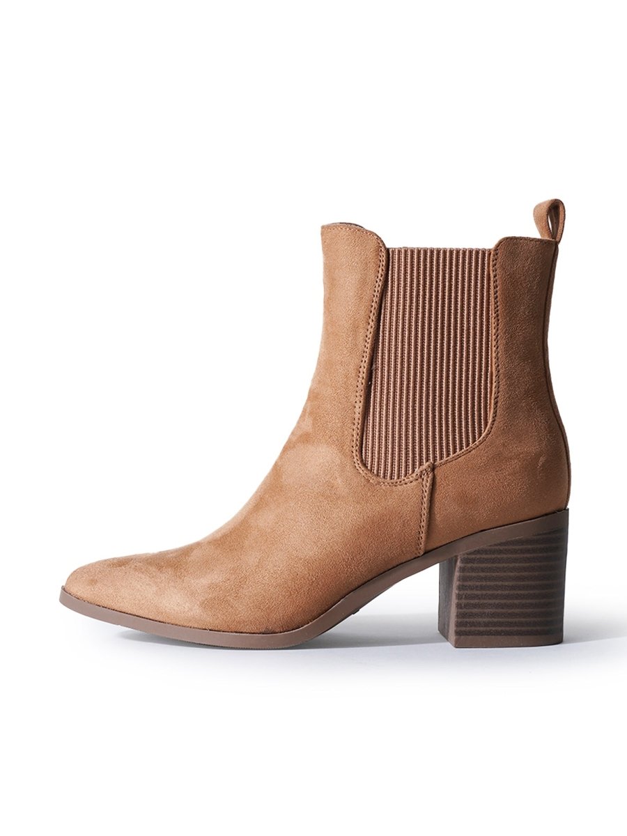 Andi | Camel Suede Boots by J.Adams – Don't Panic Shoes