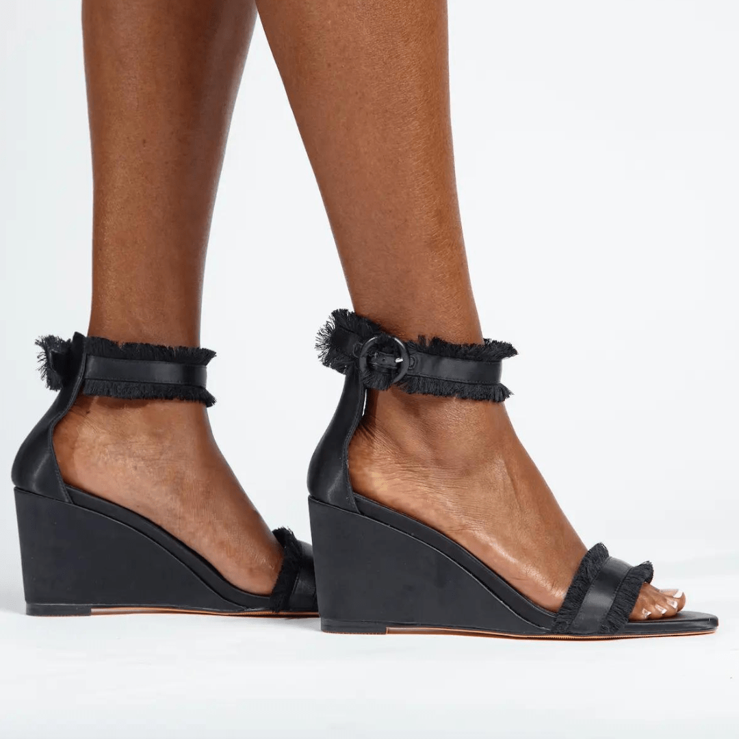 Angela Wedges Black Shoes by Vaila Shoes – Don't Panic Shoes