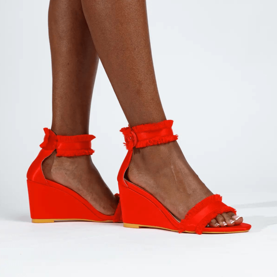 Angela Wedges Red Shoes by Vaila Shoes – Don't Panic Shoes