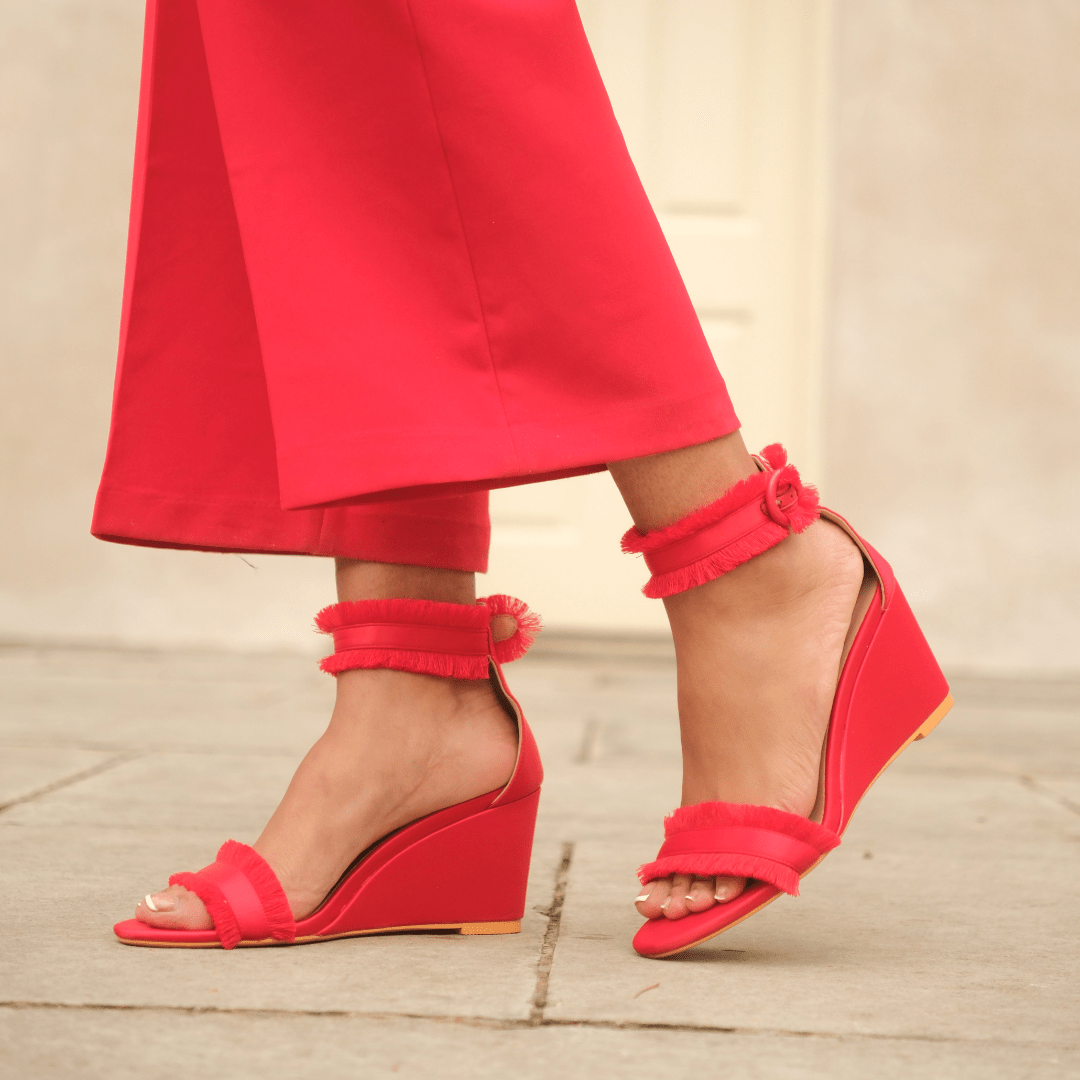 Angela Wedges Red Shoes by Vaila Shoes – Don't Panic Shoes
