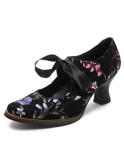 Angelique Handmade Floral Leather Shoes Pumps by Colorstepshoes – Don't Panic Shoes