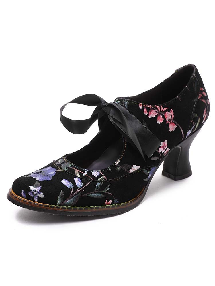 Angelique Handmade Floral Leather Shoes Pumps by Colorstepshoes – Don't Panic Shoes