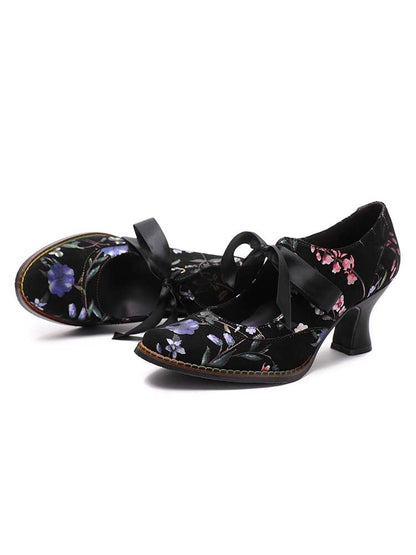 Angelique Handmade Floral Leather Shoes Pumps by Colorstepshoes – Don't Panic Shoes