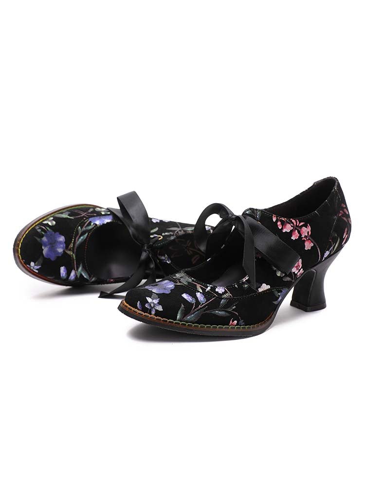 Angelique Handmade Floral Leather Shoes Pumps by Colorstepshoes – Don't Panic Shoes
