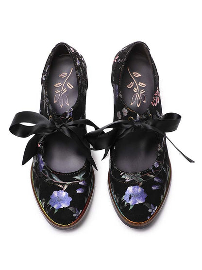 Angelique Handmade Floral Leather Shoes Pumps by Colorstepshoes – Don't Panic Shoes