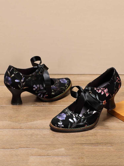 Angelique Handmade Floral Leather Shoes Pumps by Colorstepshoes – Don't Panic Shoes