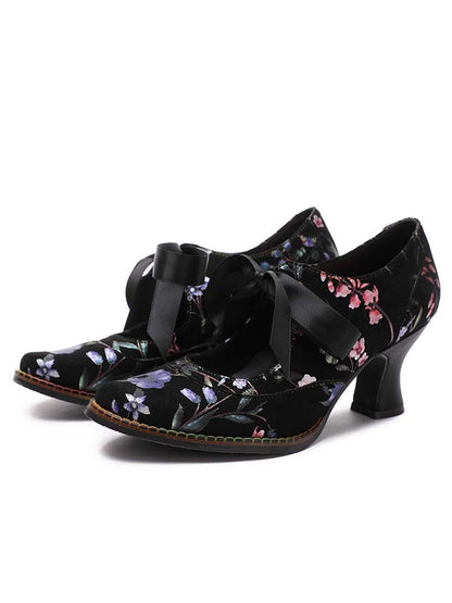 Angelique Handmade Floral Leather Shoes Pumps by Colorstepshoes – Don't Panic Shoes