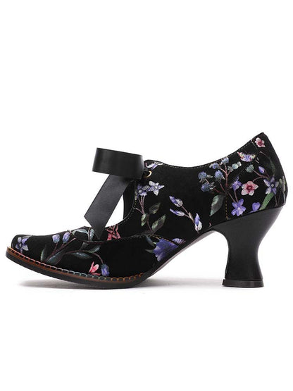 Angelique Handmade Floral Leather Shoes Pumps by Colorstepshoes – Don't Panic Shoes