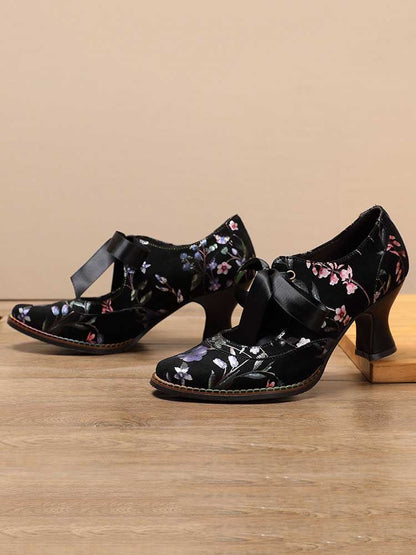 Angelique Handmade Floral Leather Shoes Pumps by Colorstepshoes – Don't Panic Shoes