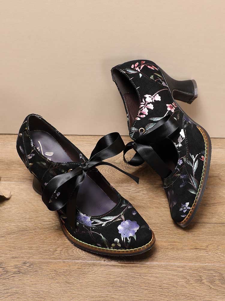 Angelique Handmade Floral Leather Shoes Pumps by Colorstepshoes – Don't Panic Shoes