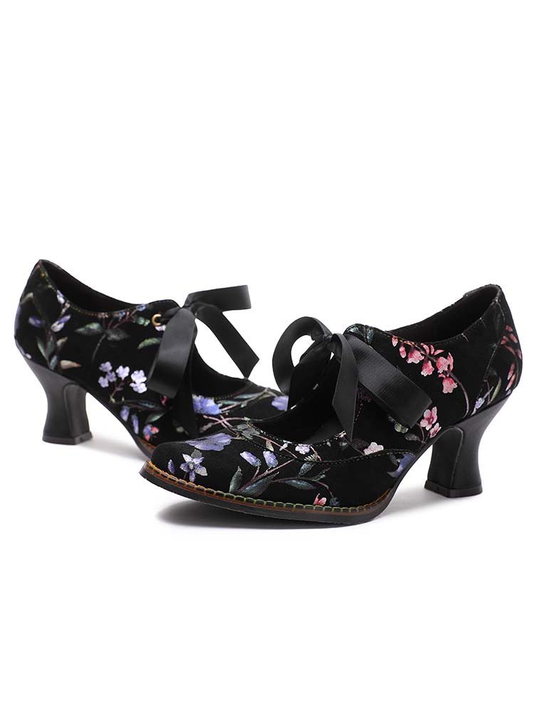 Angelique Handmade Floral Leather Shoes Pumps by Colorstepshoes – Don't Panic Shoes
