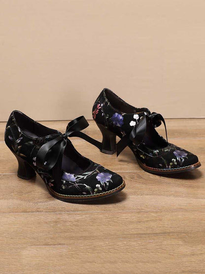 Angelique Handmade Floral Leather Shoes Pumps by Colorstepshoes – Don't Panic Shoes