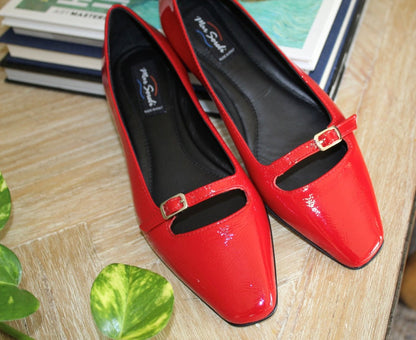 Anna Naplak Mary Jane FlatS Women’s Calf Leather Red Ballet Flats by Mar Soreli – Don't Panic Shoes