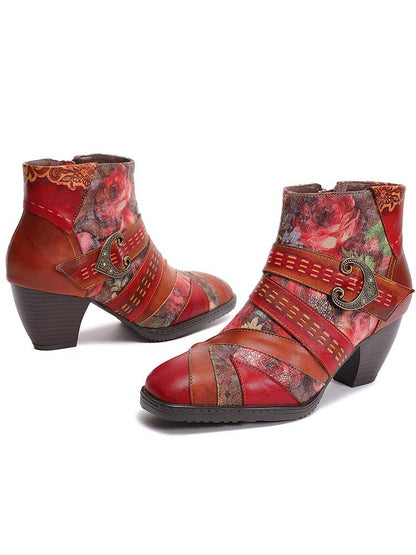 Annika Flower Handmade Leather Ankle Boots ankle boots by Colorstepshoes – Don't Panic Shoes