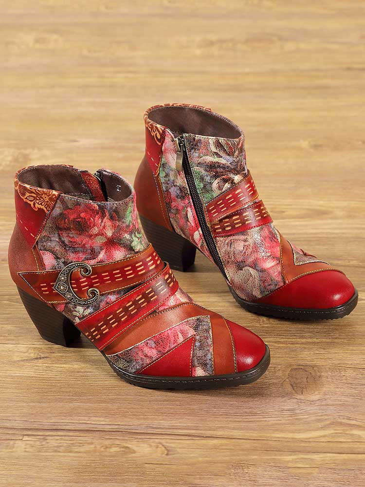 Annika Flower Handmade Leather Ankle Boots ankle boots by Colorstepshoes – Don't Panic Shoes
