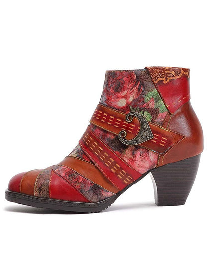 Annika Flower Handmade Leather Ankle Boots ankle boots by Colorstepshoes – Don't Panic Shoes