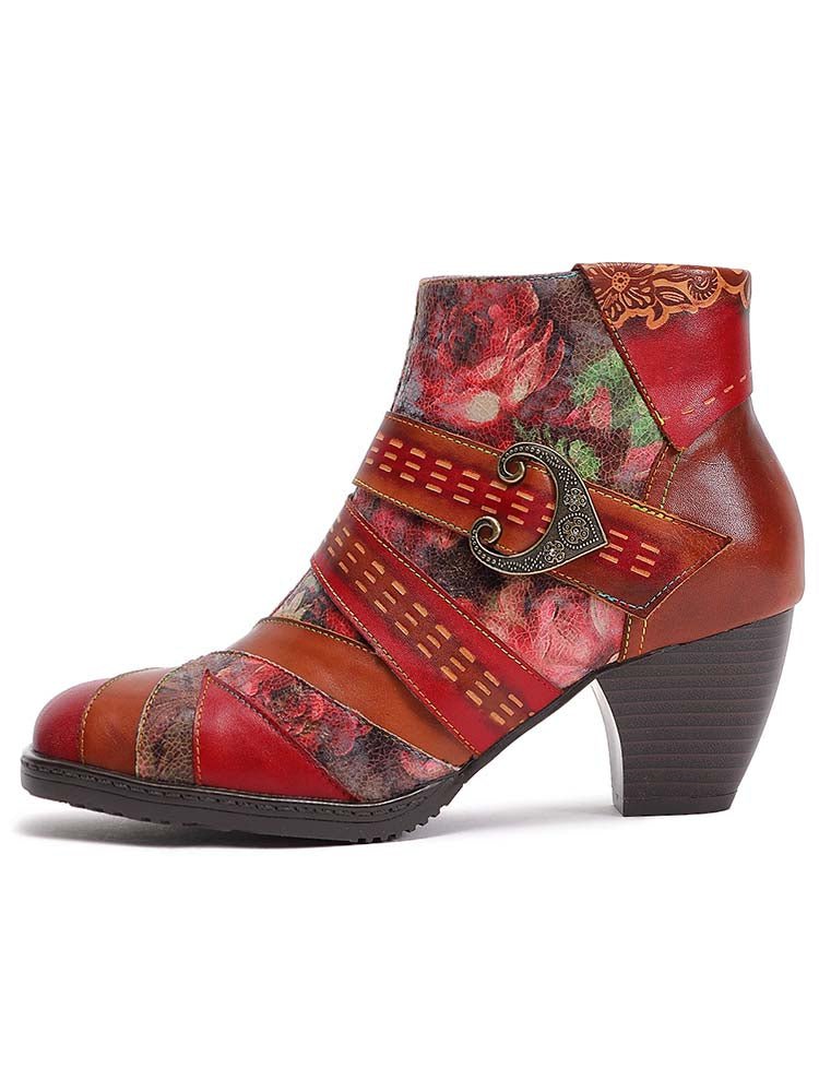 Annika Flower Handmade Leather Ankle Boots ankle boots by Colorstepshoes – Don't Panic Shoes