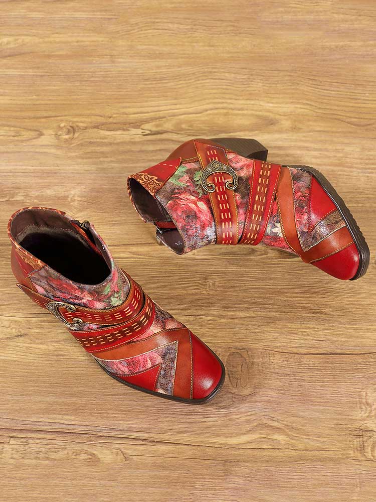 Annika Flower Handmade Leather Ankle Boots ankle boots by Colorstepshoes – Don't Panic Shoes