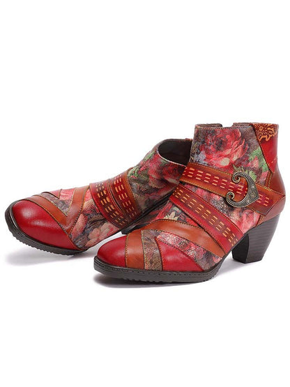 Annika Flower Handmade Leather Ankle Boots ankle boots by Colorstepshoes – Don't Panic Shoes