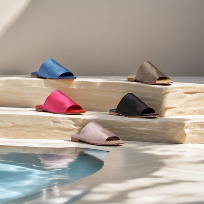 April Stretch Satin Women’S Leather Lined Flat Sandal Sandals by Beautiisoles – Don't Panic Shoes