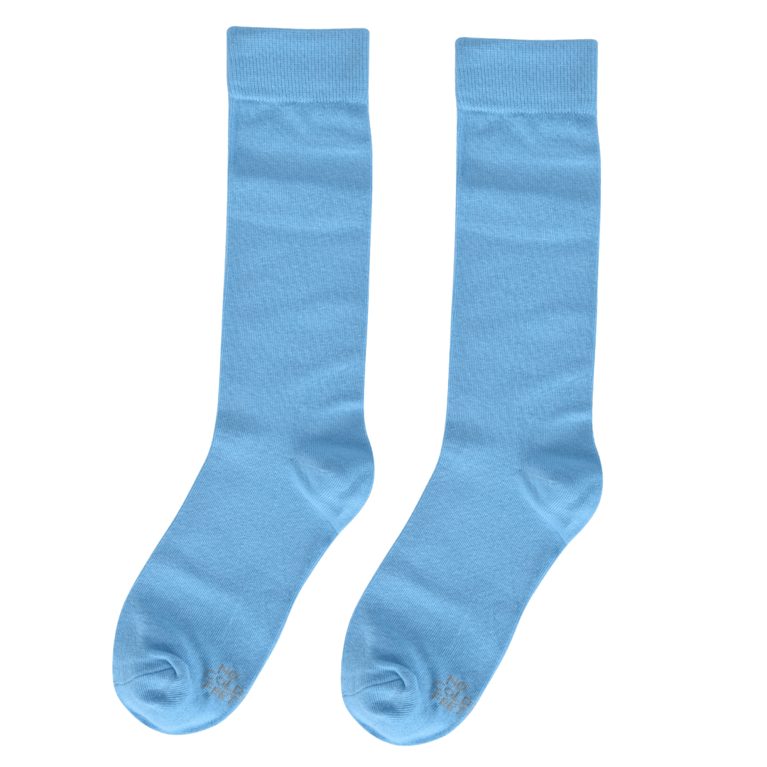 Aquamarine Blue Solid Socks Crew Length Breathable Comfort Everyday Casual Sock Pair Versatile Coastal Style Socks by No Cold Feet – Don't Panic Shoes