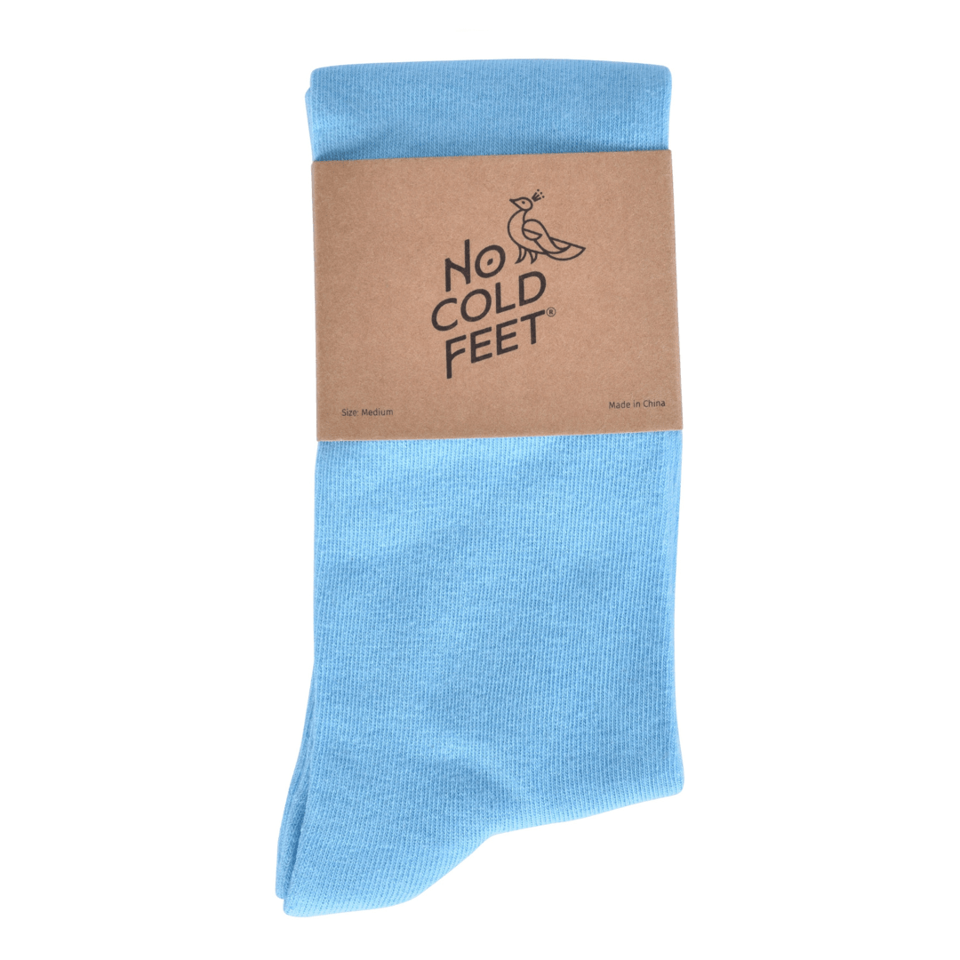 Aquamarine Blue Solid Socks Crew Length Breathable Comfort Everyday Casual Sock Pair Versatile Coastal Style Socks by No Cold Feet – Don't Panic Shoes