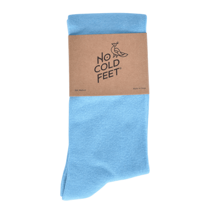 Aquamarine Blue Solid Socks Crew Length Breathable Comfort Everyday Casual Sock Pair Versatile Coastal Style Socks by No Cold Feet – Don't Panic Shoes