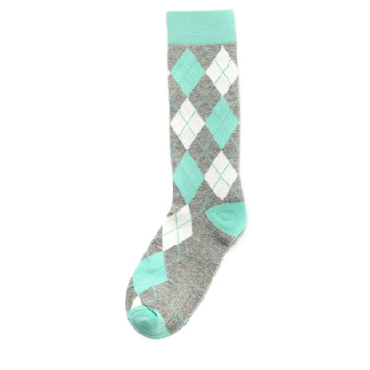 Argyle Crew Socks Mint And Grey Classic Dress And Casual Soft Lightweight Everyday Comfort Socks by No Cold Feet – Don't Panic Shoes