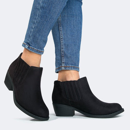 Arlo | Black Suede Booties by J.Adams – Don't Panic Shoes