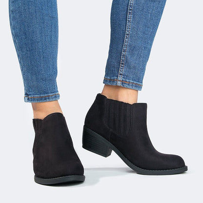 Arlo | Black Suede Booties by J.Adams – Don't Panic Shoes