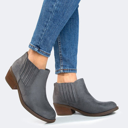 Arlo | Charcoal Suede Booties by J.Adams – Don't Panic Shoes