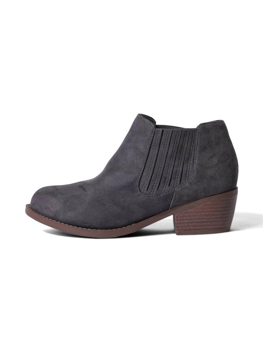 Arlo | Charcoal Suede Booties by J.Adams – Don't Panic Shoes