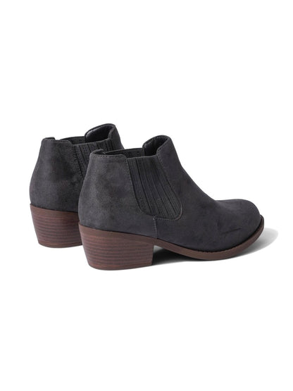 Arlo | Charcoal Suede Booties by J.Adams – Don't Panic Shoes