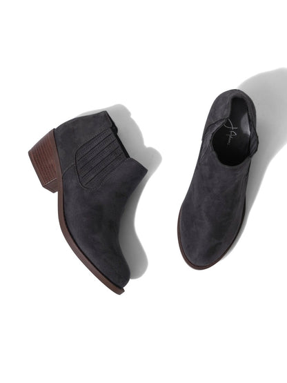 Arlo | Charcoal Suede Booties by J.Adams – Don't Panic Shoes