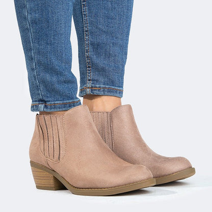 Arlo | Taupe Suede Booties by J.Adams – Don't Panic Shoes