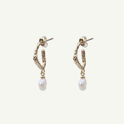 Asha Pearl Hoop Earrings Earrings by Rahya Jewelry Design – Don't Panic Shoes