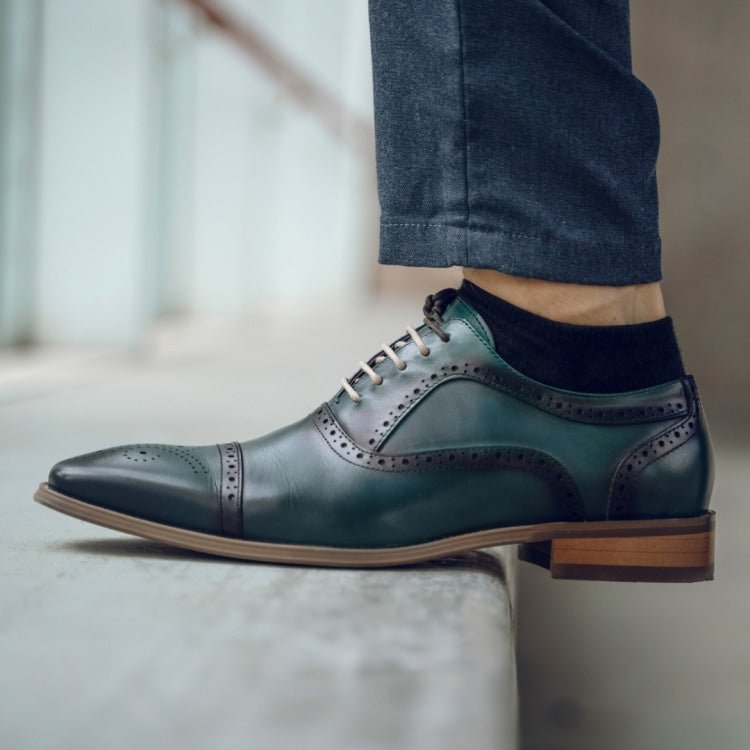 Asher Green Ag114 Men's Teal Leather Lace Up Dress Shoes Oxfords by Asher Green – Don't Panic Shoes