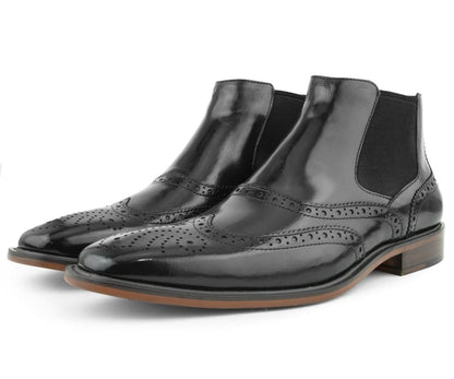 Asher Green Ag2632 Black Men's Wingtip Leather Boots Boots by Asher Green – Don't Panic Shoes