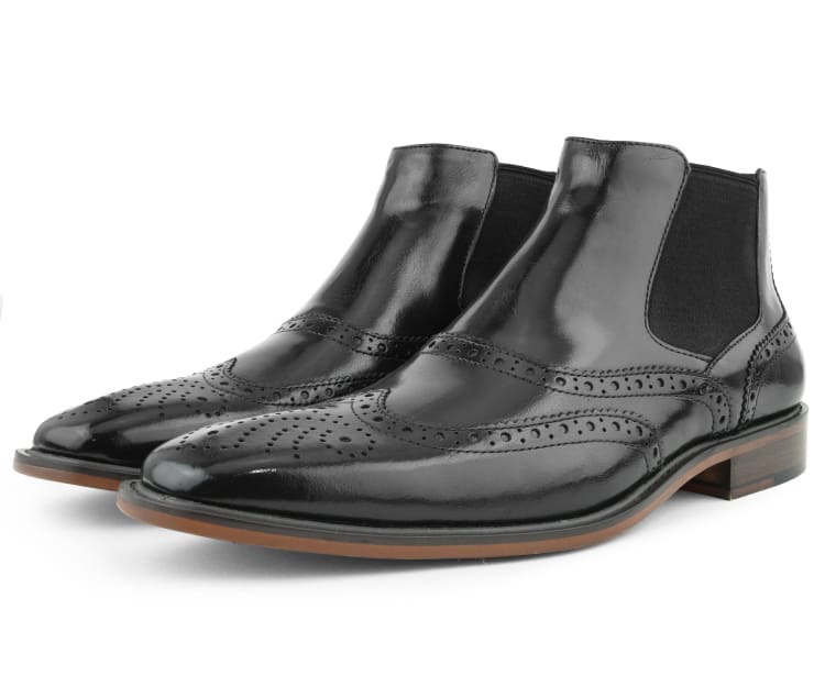 Asher Green Ag2632 Black Men's Wingtip Leather Boots Boots by Asher Green – Don't Panic Shoes