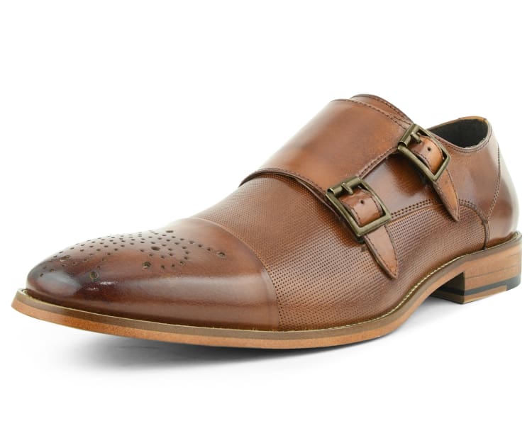 Asher Green Men's Tan Monkstrap Shoes Calf Leather Brogue Design Ag1101 Monk Straps by Asher Green – Don't Panic Shoes