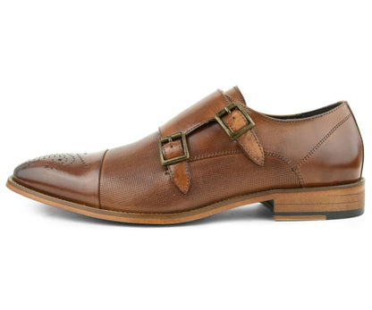 Asher Green Men's Tan Monkstrap Shoes Calf Leather Brogue Design Ag1101 Monk Straps by Asher Green – Don't Panic Shoes