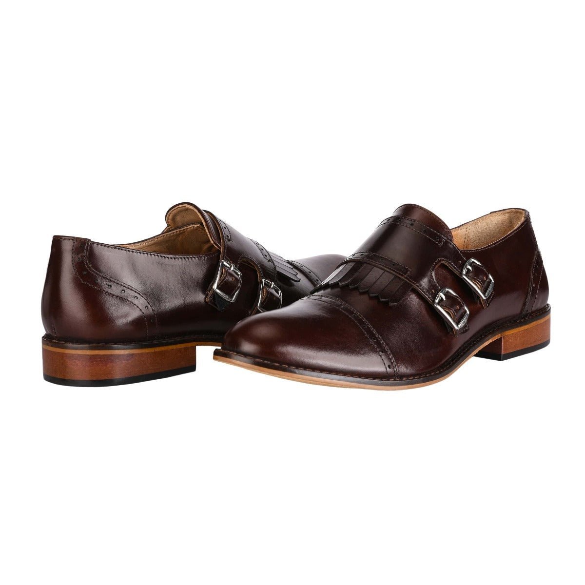 Auburn Leather Oxford Style Monk Straps Shoes by Libertyzeno – Don't Panic Shoes
