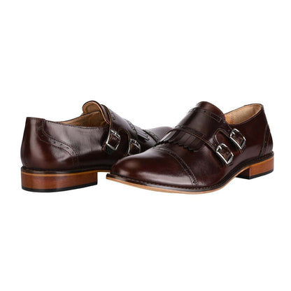 Auburn Leather Oxford Style Monk Straps Shoes by Libertyzeno – Don't Panic Shoes