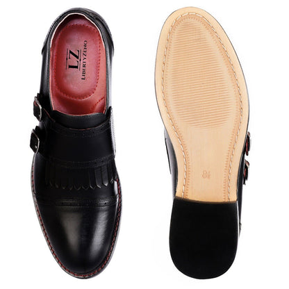 Auburn Leather Oxford Style Monk Straps Shoes by Libertyzeno – Don't Panic Shoes