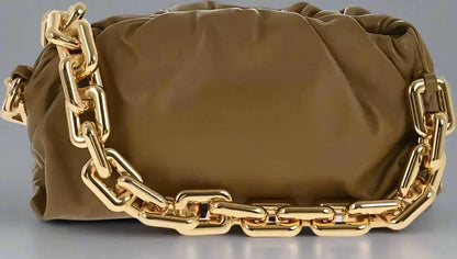 Bottega Veneta dark brown Leather THE CHAIN POUCH Bag with Magnetic Closure