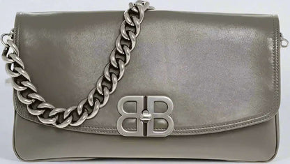 Balenciaga Soft Flap Shoulder Bag Leather Military Green P685115