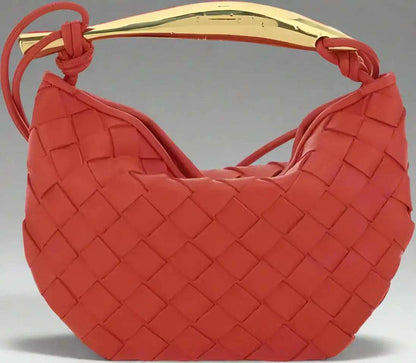 Bottega Veneta Muse Red Leather Bag With Brass Handle