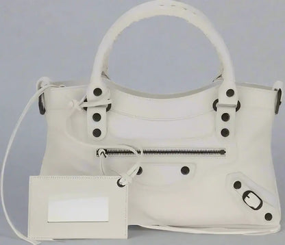 BALENCIAGA women's white leather Le City First Handbag